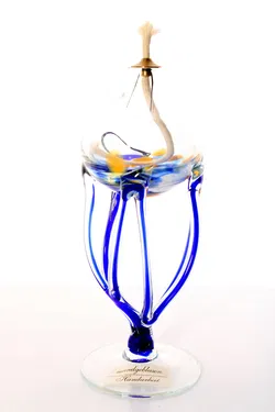 Mundgeblasene Glasöl-Lampe – Handarbeit mit blauem Glasdekor - Bild 2