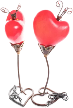 2× Tischlampe Herzform rot – romantische Deko-Leuchten aus Metall & Glas – Höhe ca. 55 cm - Bild 3