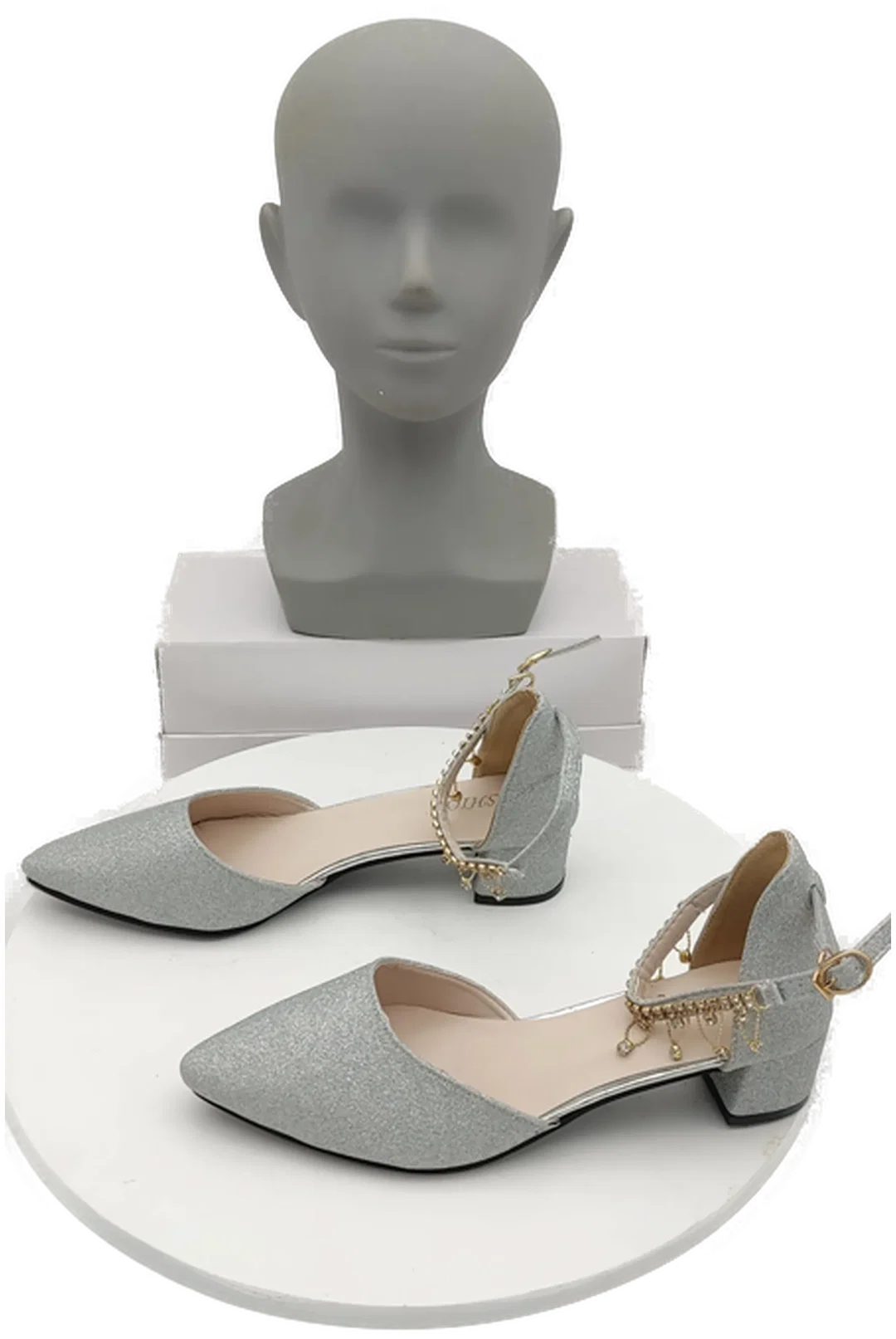 Silberfarbene Glitzer-Pumps mit Strass-Anhängern Gr. 41 | Neu mit Etikett – Bild 6