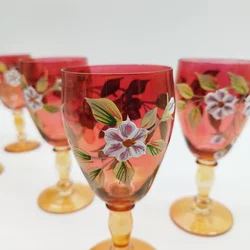 Glaskaraffen-Set 7-tlg böhmisches Glas Handbemalt | Zeitreise - Bild 5