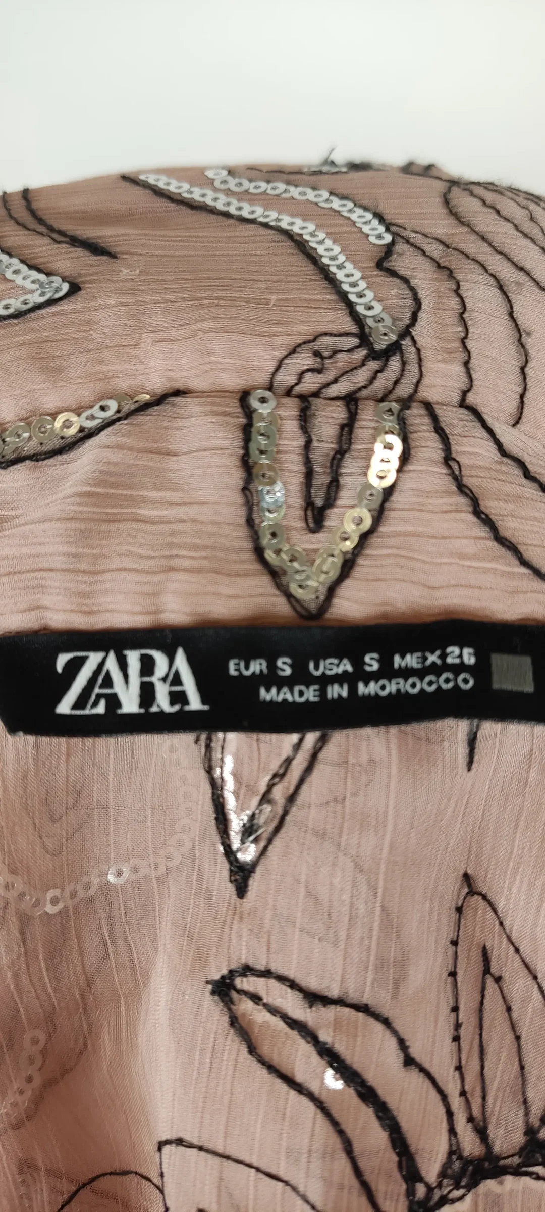 Zara Geblümte Transparente Paillettenbluse | Sommer-Zauber Größe 36 – Bild 7