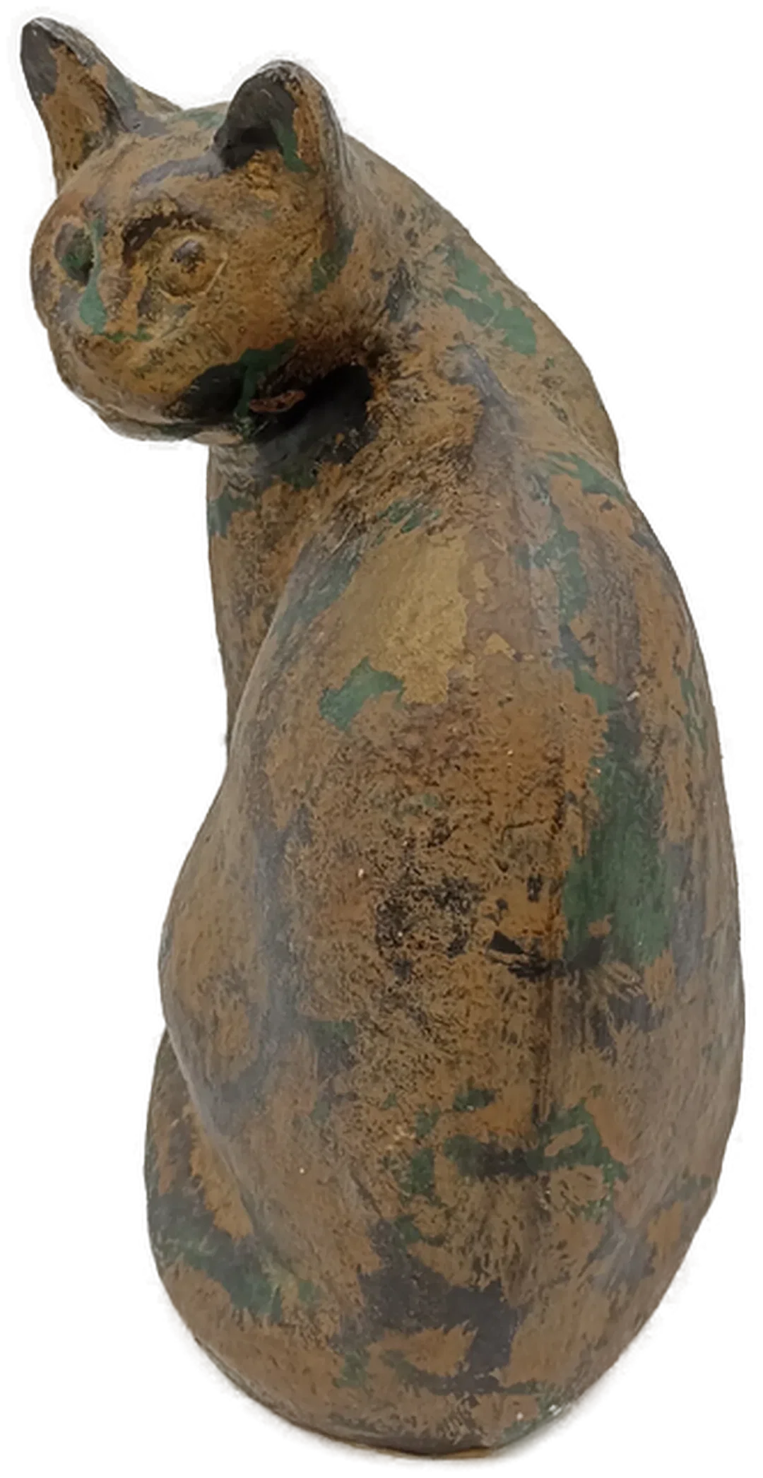 Vintage Gusseisen Katze – Dekorative Tierfigur mit grüner Patina – Bild 3