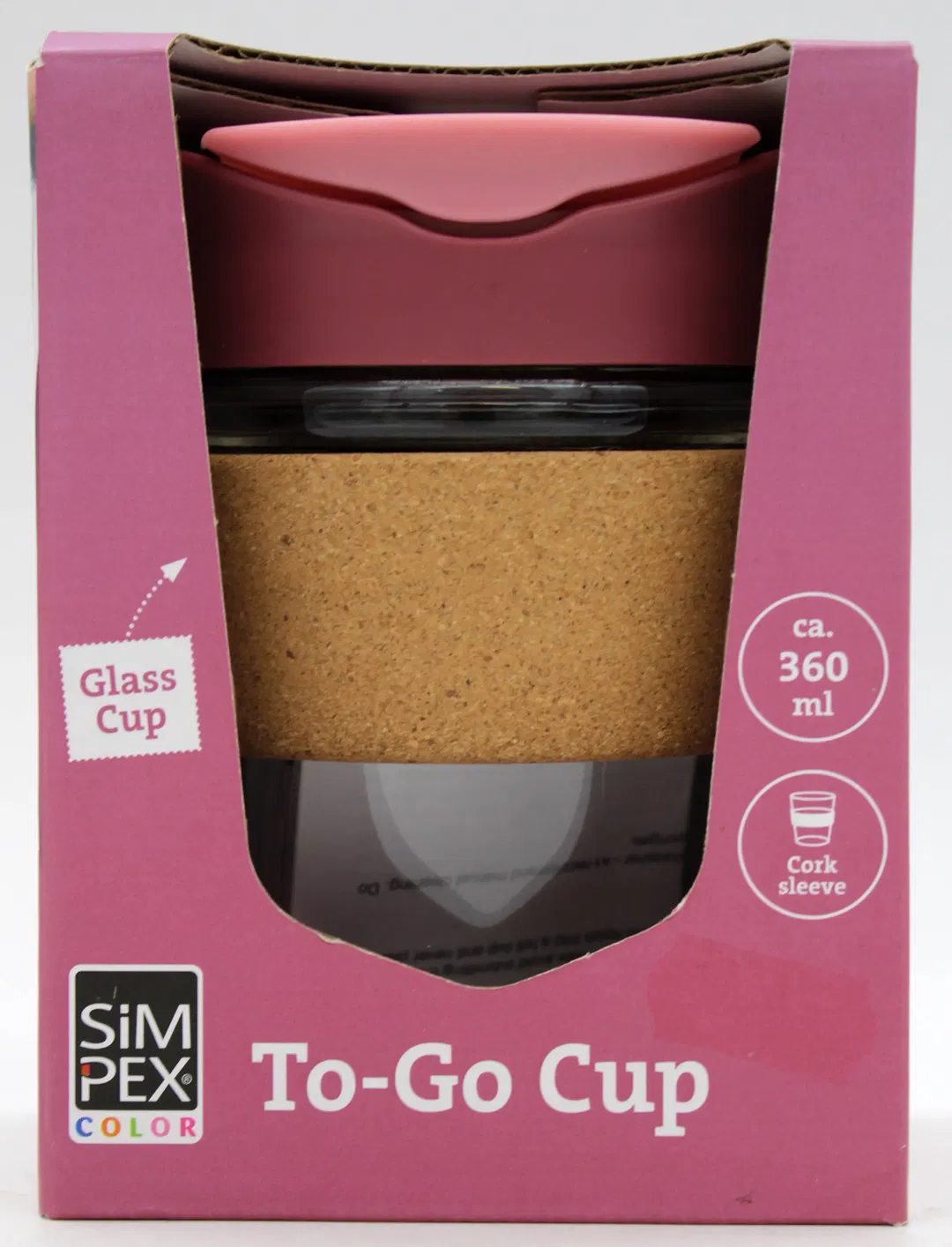 Simpex To-Go Cup Glasbecher 360 ml mit Korkmanschette, BPA-frei - Bild 1