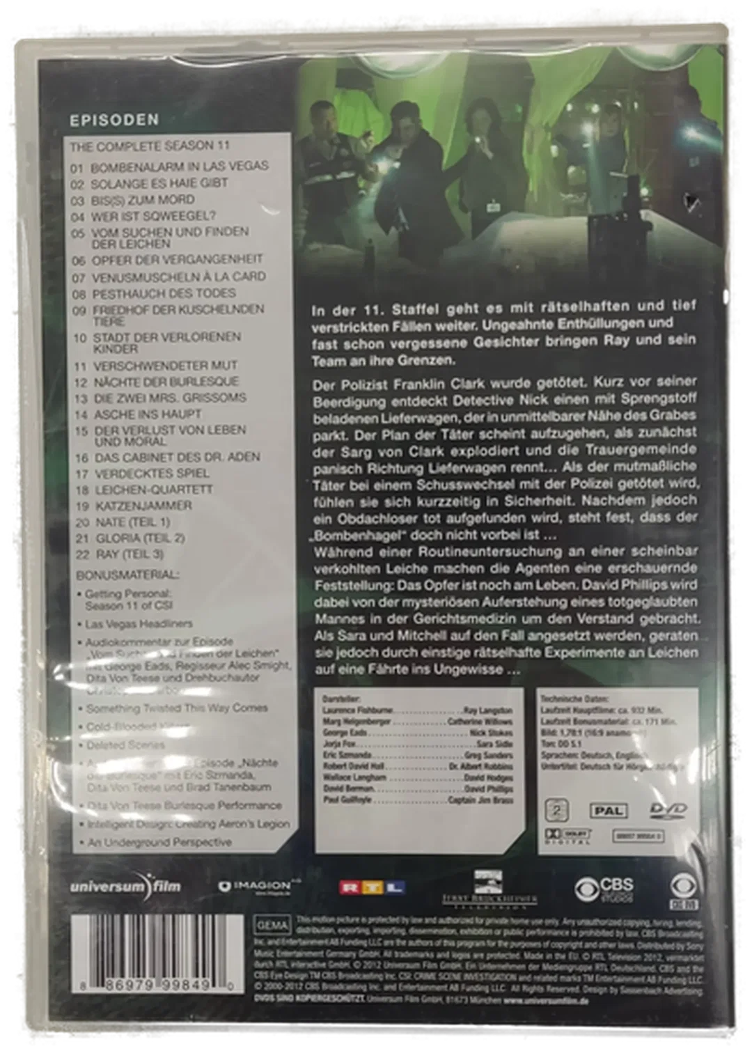 DVD 6 Disc´s CSI: Crime Scene Investigation - Season 11  – Bild 4