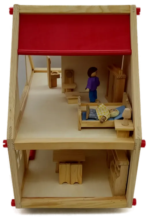  Small Foot Puppenhaus mit Möbeln, 2 Etagen, Rollenspielzeug für Kinder, aus Holz, inkl. Einrichtung, ab 3 Jahren – Bild 4