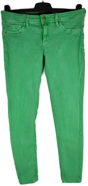 Jeans 'Tally Weijl', lang mit Stretch, grün mit Taschen, Größe 38 - Bild 1