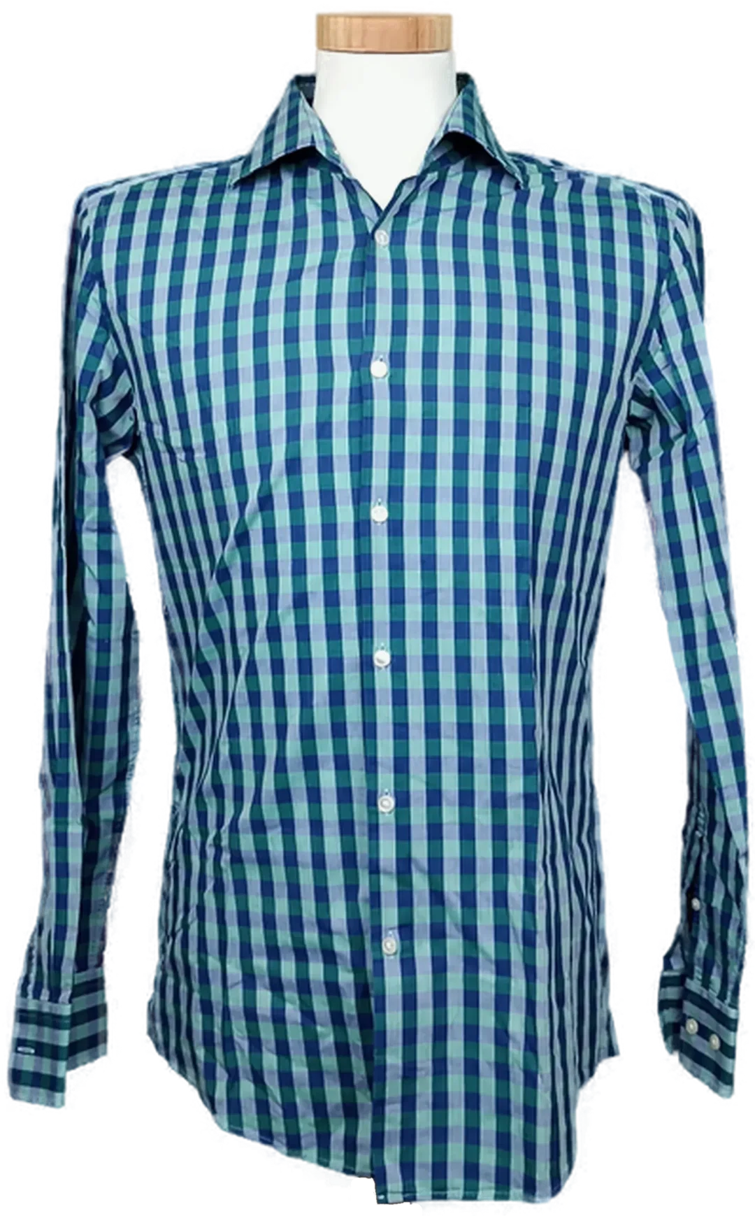 Hugo Boss Herrenhemd kariert grün/blau Gr. M - Bild 1