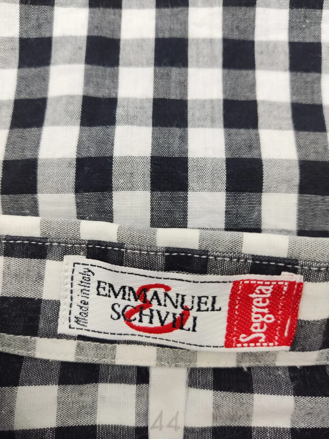 Emanuel Schvili  Damen Bluse schwarz/weiß kariert Gr. 44  – Bild 2