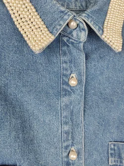 Damen Jeansbluse s.Oliver Perlenkragen | Casual Mit Glanz - Bild 3