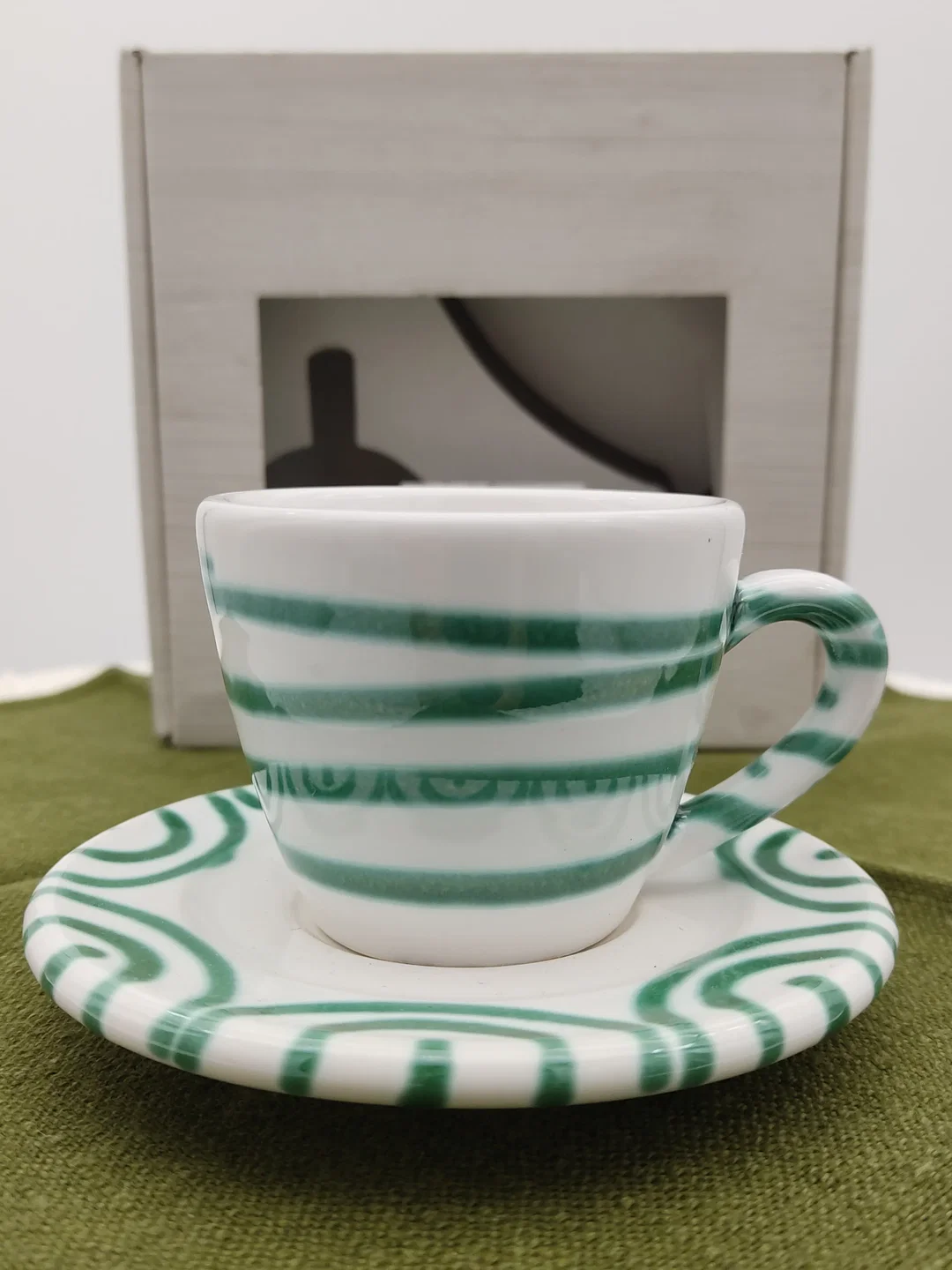 Gmundner Keramik Espresso-Set Grün Geflammt | Geschenkbox - Bild 4