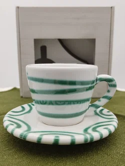 Gmundner Keramik Espresso-Set Grün Geflammt | Geschenkbox - Bild 1