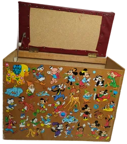 Spielzeugkiste aus Holz mit Retro Stickern  - Bild 3