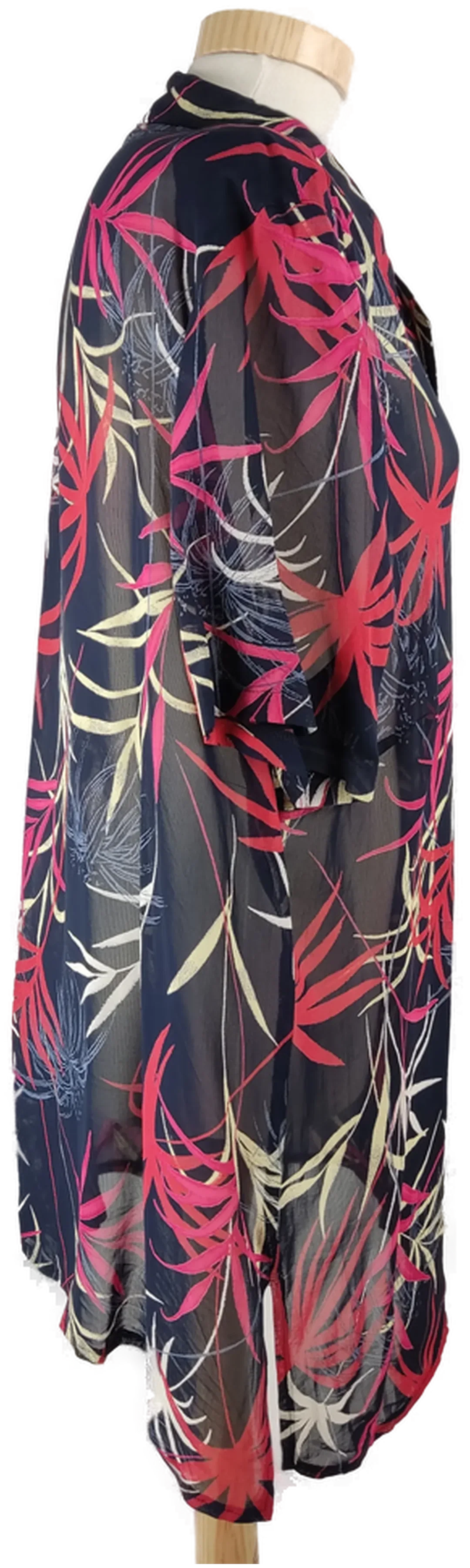 Bluse "Canda", kurzarm mit Kragen, pink/beige/dunkelblau gemustert, Größe 48 – Bild 2