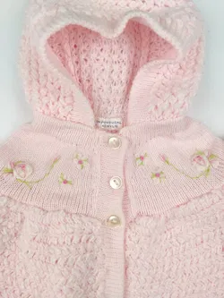 Vintage Baby Strickjacke mit Kapuze, hellrosa - Bild 4