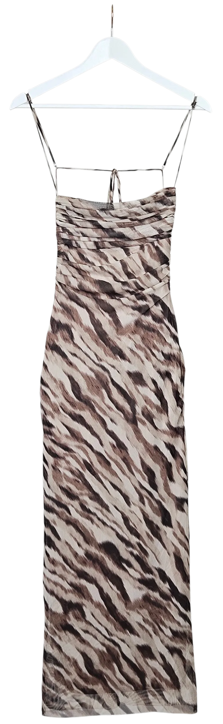 ZARA Damen Maxikleid mit Animal Print, braun - Gr. S – Bild 1