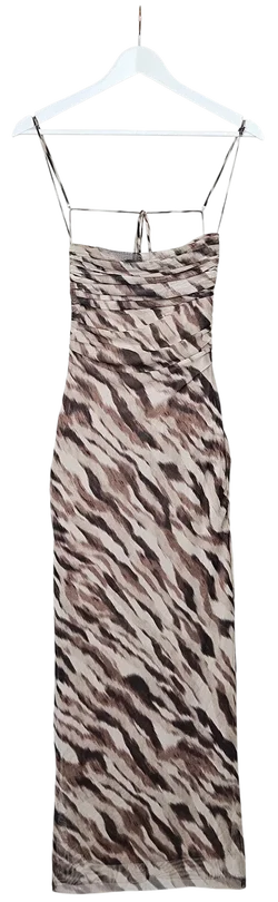 ZARA Damen Maxikleid mit Animal Print, braun - Gr. S - Bild 1