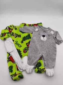 2er Baby-Strampler, Gr. 62, "Der Grinch" und süßer Bärenstrampler, gratis Sterntaler-Strumpfhose dazu