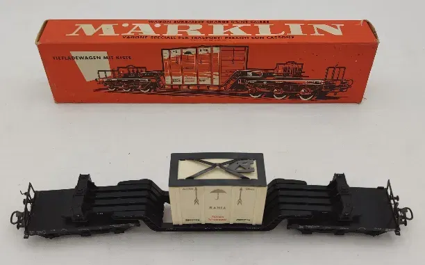 Märklin H0 - Modellwagon - Tiefladewagen mit Kiste - Bild 1