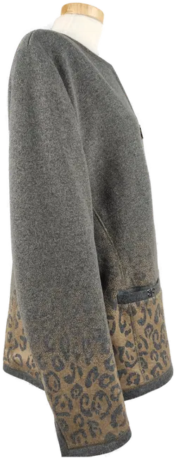 Basler Damenblazer mit Zipp vorne / grau-beige / goldene Ziehrnaht - XXL/44 - Bild 3