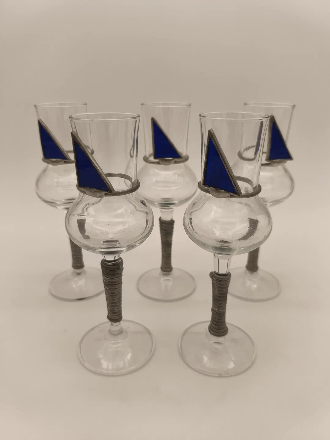 Kelchförmige Schnaps/Likörgläser Kunsthandwerk Blau - Bild 1