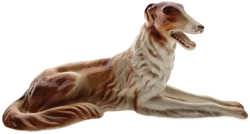 Porzellanfigur Windhund / Greyhound – liegend  - Bild 1