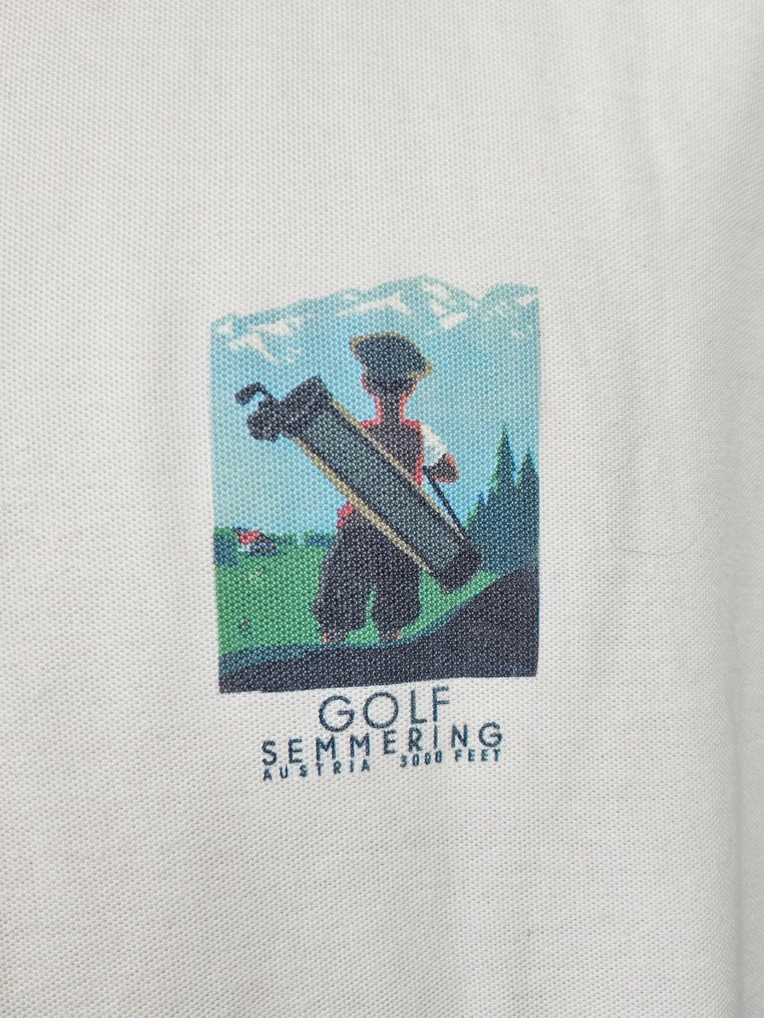 Vintage GOLF SIMMERING AUSTRIA 3000 FEET Herren Poloshirt, beige - XXL  – Bild 5