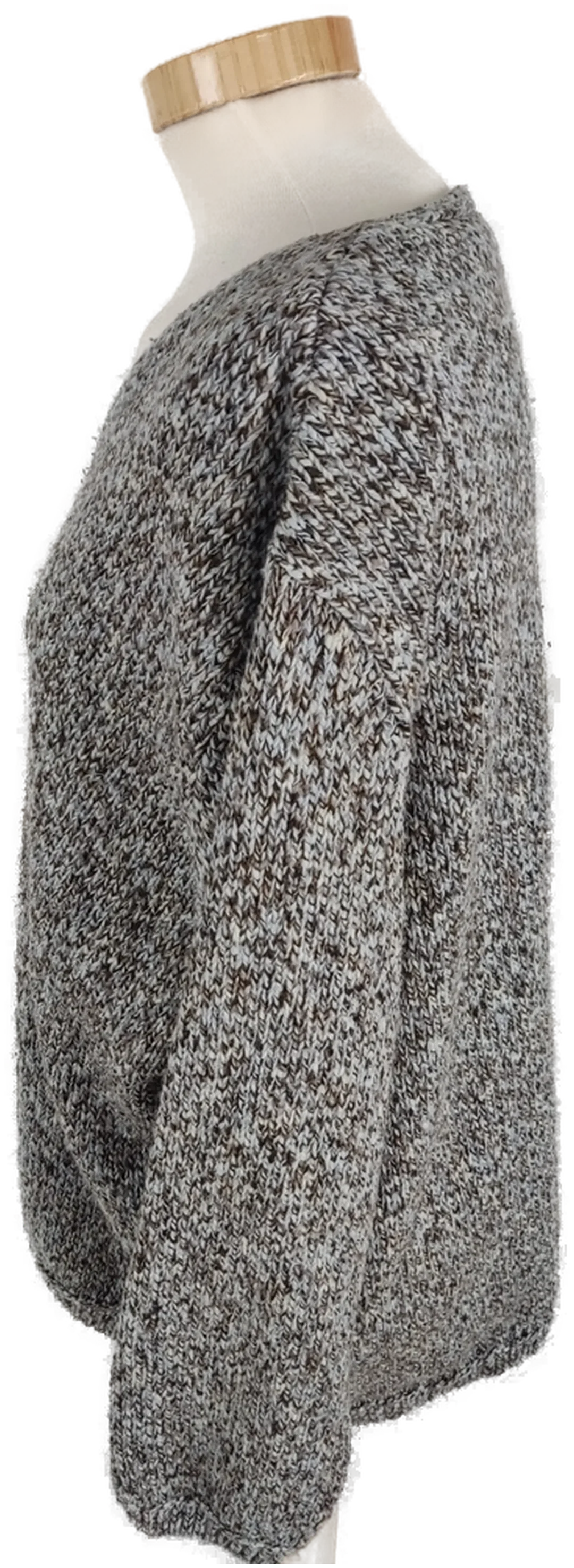Pullover "Yessica", langarm mit V-Ausschnitt, braun/beige meliert, Größe XL – Bild 2