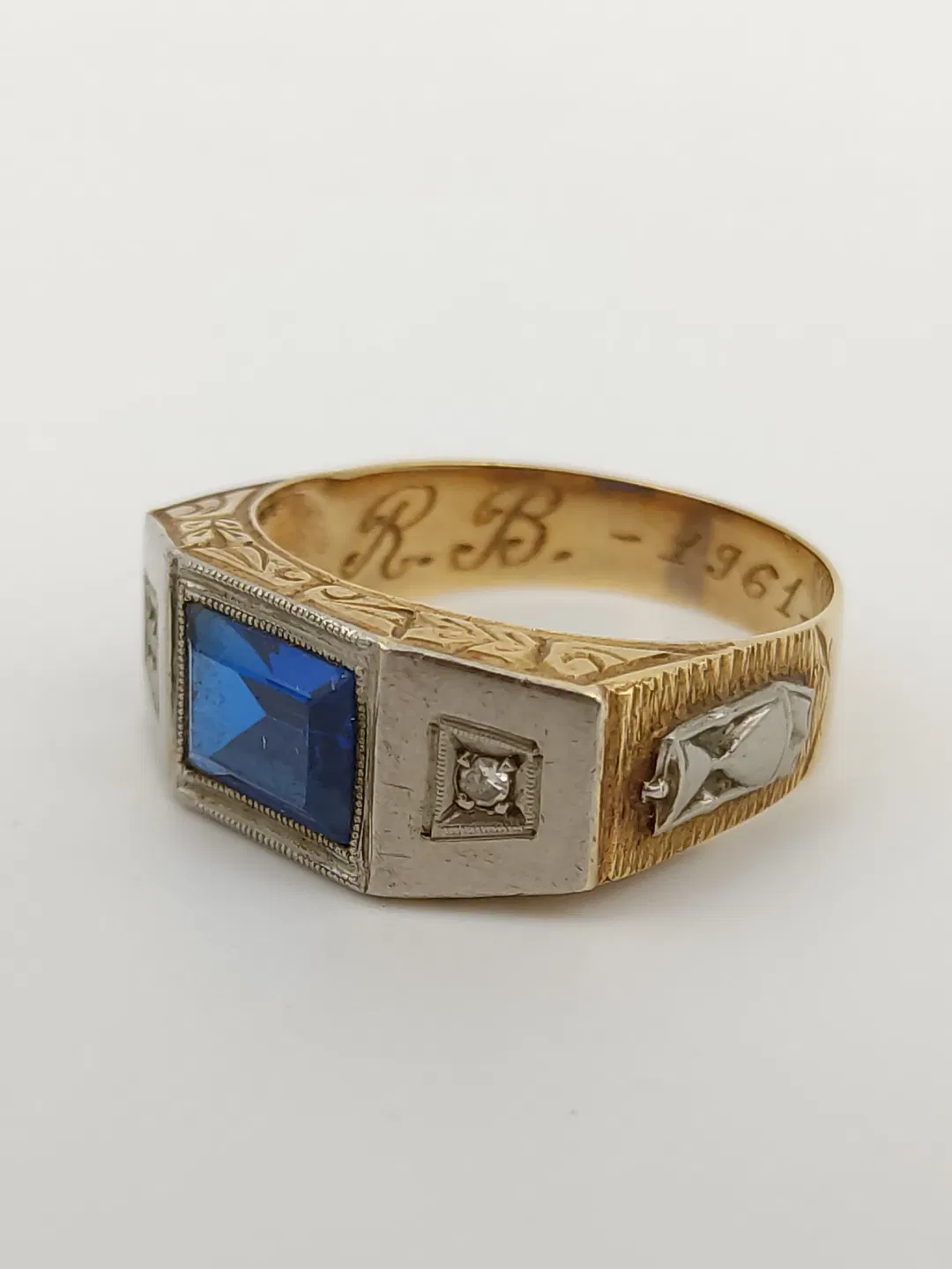 Vintage-Ring aus Gold 18 Karat mit blauem Stein - Bild 1