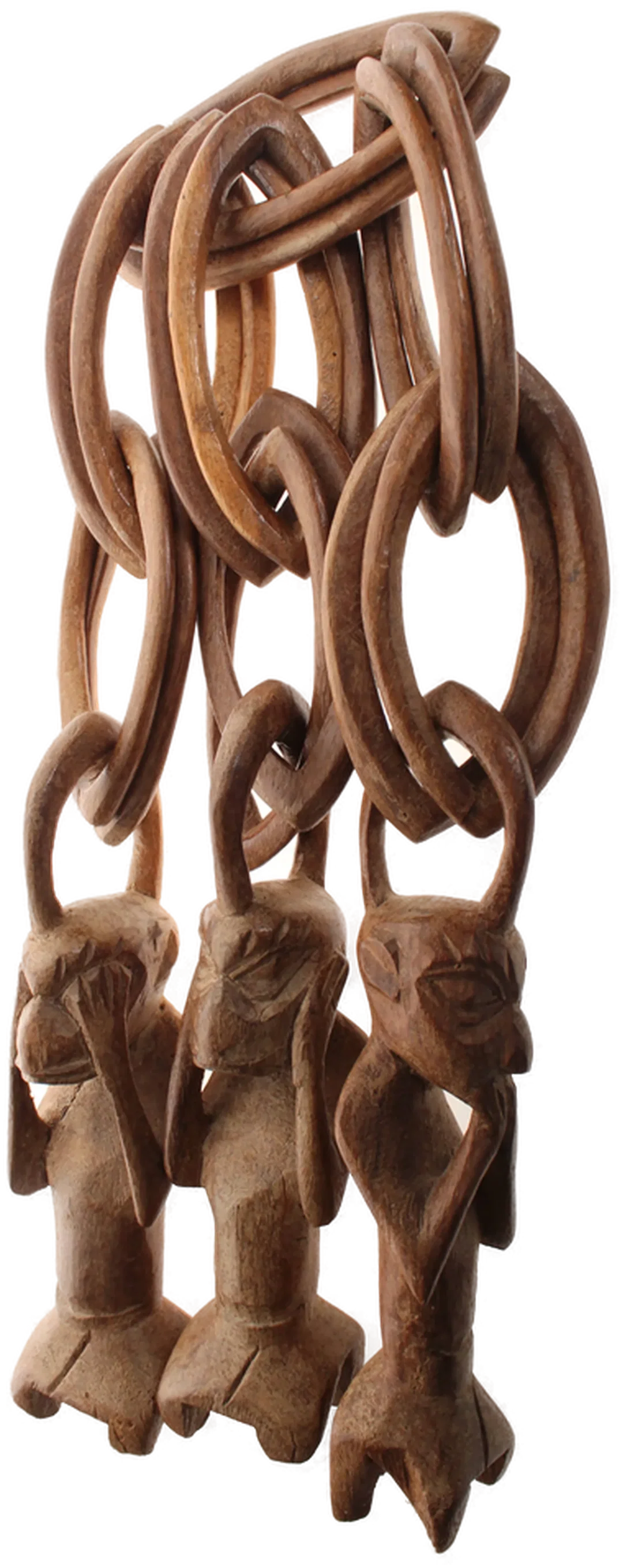 Afrikanische Holzskulptur – 3 Figuren mit Ringen – handgeschnitzt – Ethno Kunst – Bild 2
