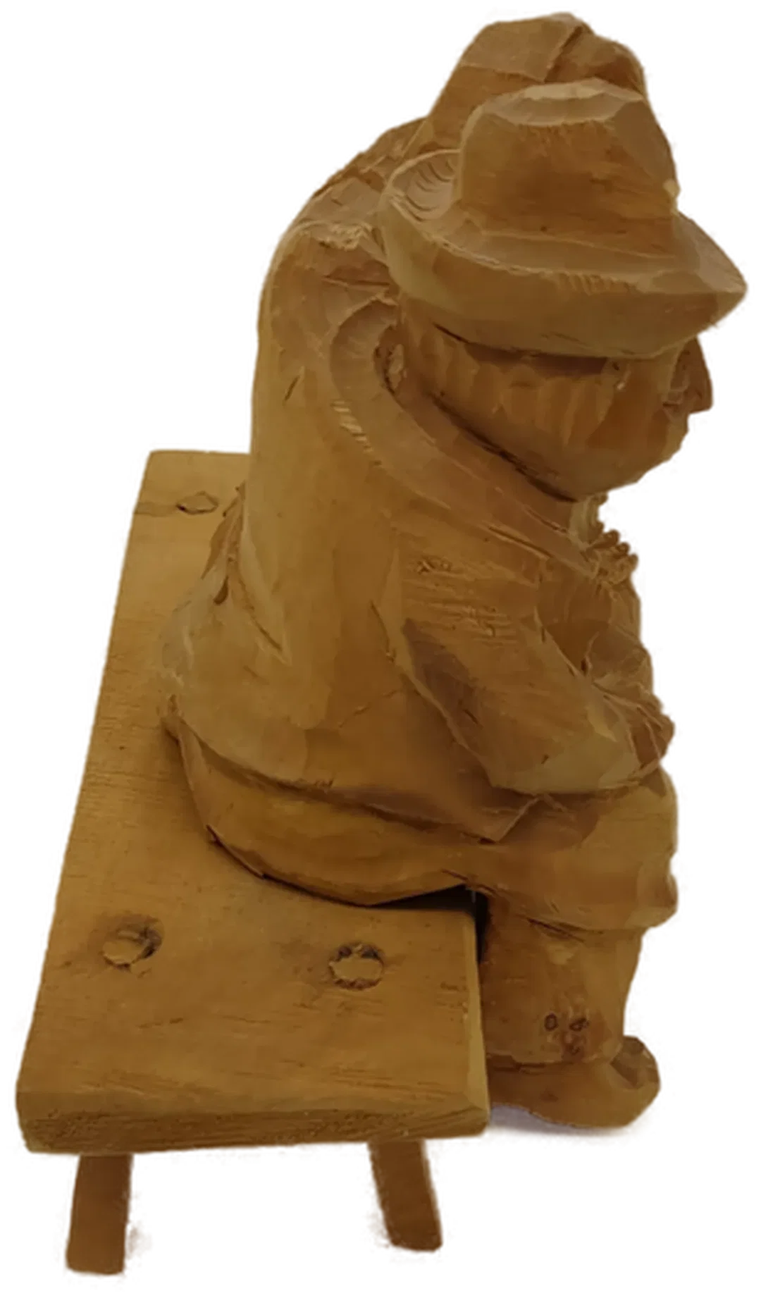 Holz Figur Altes Pärchen auf der Bank – Bild 5