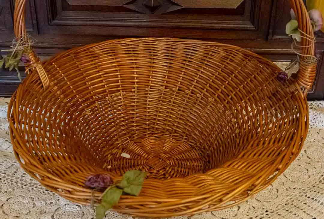 Großer Weidenkorb mit Henkel, Ø 54 cm, XXL Dekokorb, Naturgeflecht – Bild 3