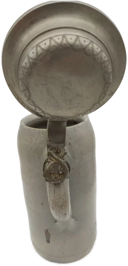 Bierkrug Steinzeug mit Geprägter Zinndeckel  1 L | Mit Charakterspur - Bild 10