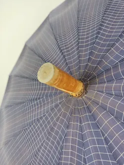 Vintage-Flanierschirm / Sonnenschirm / Damenschirm blau kariert - Bild 3