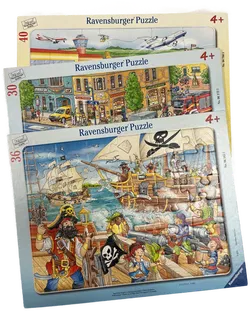 RAVENSBURGER PUZZLE (3er Pkg) Angriff auf die Piraten, Unterwegs in der Stadt, Kleiner Flugplatz ab 4 jahre - Bild 1