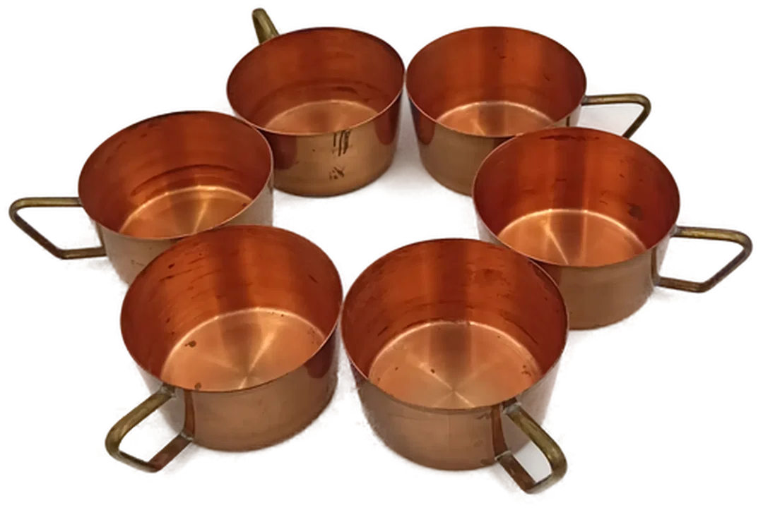 Vintage Kupfer-Tassen Set (6-teilig) – Bild 1