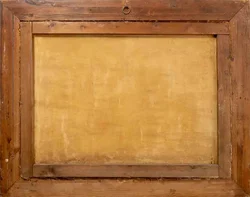 Vintage Bild Gemälde mit Geschichte Stillleben Obstkorb Blumen Vase Öl auf Leinwand A.Nemecek – Vorschau 4