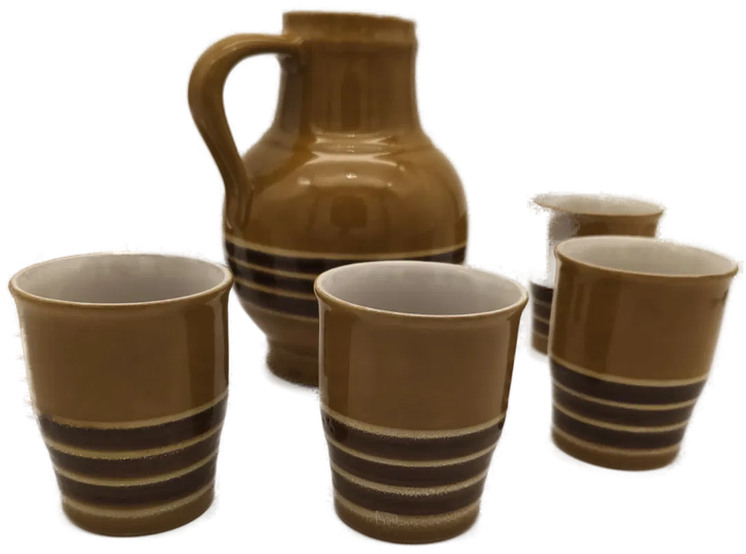 Krug mit 6 Bechern, Keramik, Landhaus, Glühweinset - Bild 1