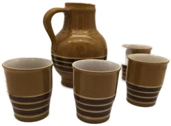 Krug mit 6 Bechern, Keramik, Landhaus, Glühweinset - Bild 1