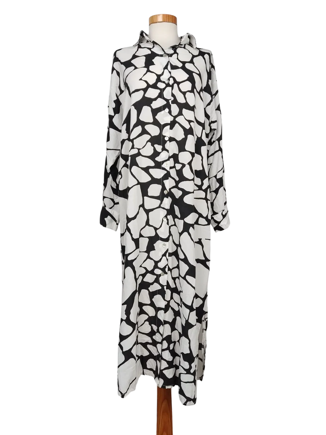 New Line Damen Maxikleid, weiß/schwarz - Gr. L  - Bild 1