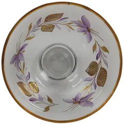 Alte Glasschüssel mit Blumendekor und Goldrand - Bild 2