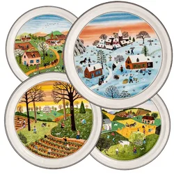 Villeroy & Boch „Die vier Jahreszeiten“ 4 Wandteller Gérard Laplau komplett Ø 23,5 cm