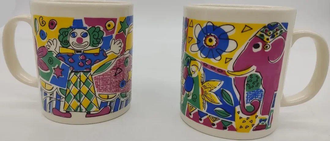 Kilncraft STL England Kaffee-Tassen im 2er Set im Zirkus Design – Bild 2