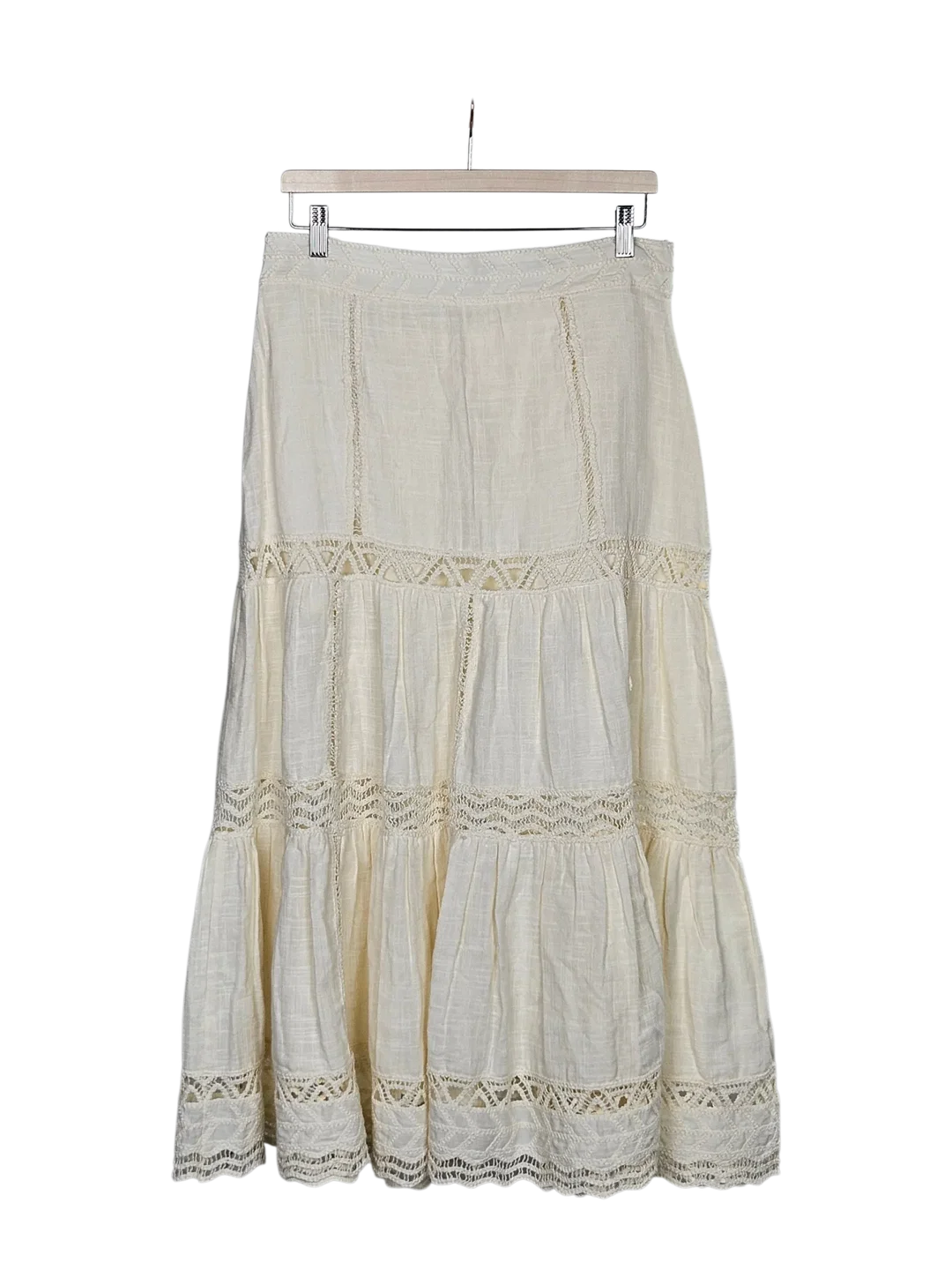 Damen Midi-Rock mit Spitze, cremegelb - Gr. M / 38 – Bild 2