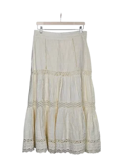 Damen Midi-Rock mit Spitze, cremegelb - Gr. M / 38 – Vorschau 2