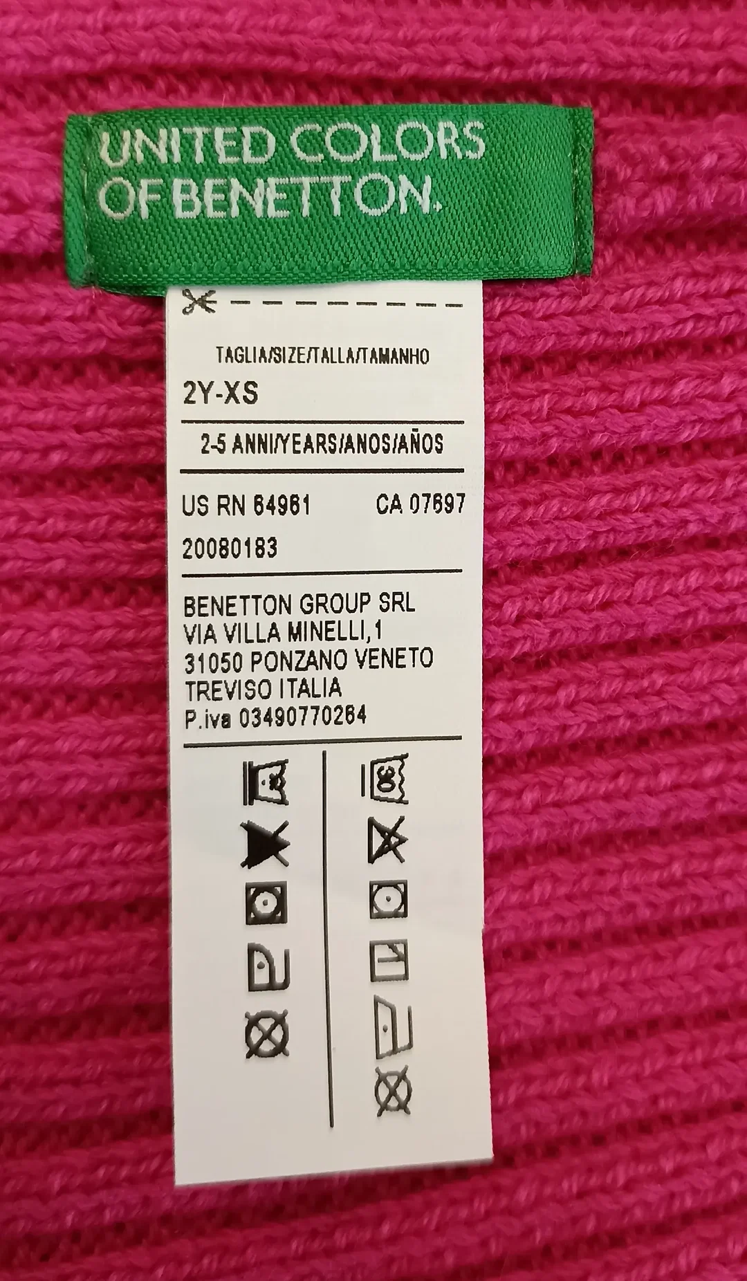 United Colors of Benetton Kindermütze pink Gr. 2Y-YS – Bild 3