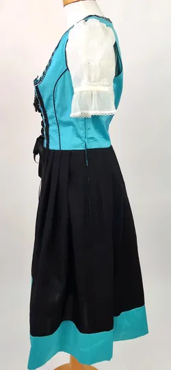 Country Line Damen Dirndl türkis-schwarz  mit naturweißer Bluse - Gr. 36 - Bild 2