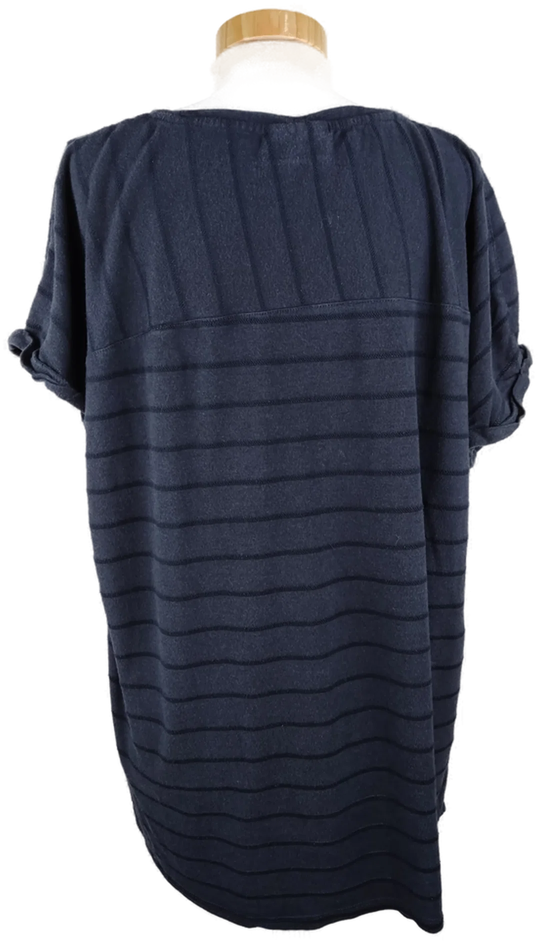 T-Shirt 'Yessica", kurzarm mit Rundhalsausschnitt, dunkelblau gestreift, Größe XL – Bild 3
