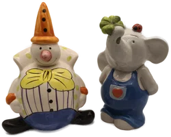 2 Spardosen "Elefant & Clown", Keramik