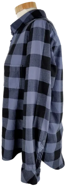Bluse "L.O.G.G.", langarm mit Kragen, schwarz/blau kariert, Größe 36 – Bild 2