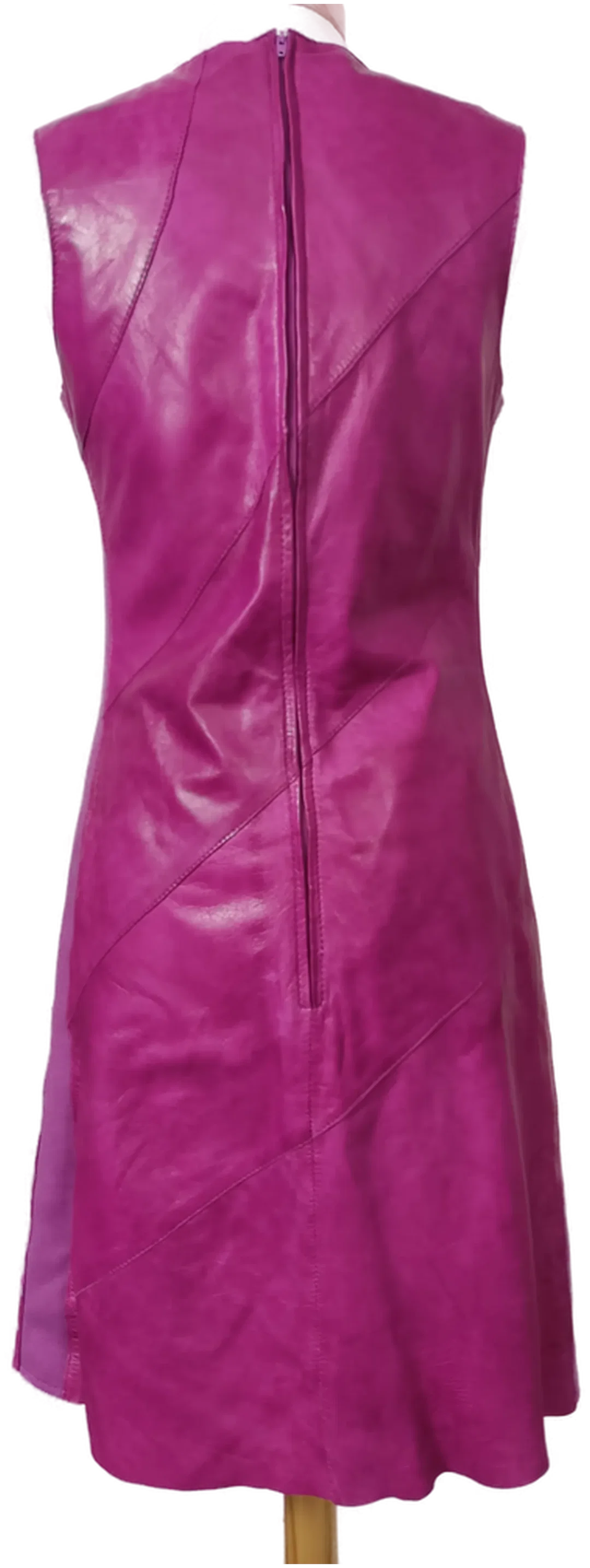 Cigno Nero Damen Zweiteiler Kleid mit Jacke aus Leder in pink Gr.36 – Bild 5